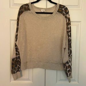 By Together beige sweater with leopard detail